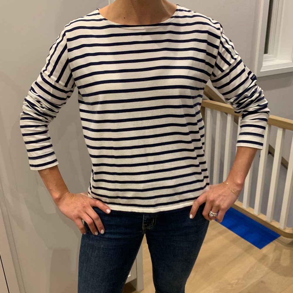 Saint James x J. Crew Navy & White Striped Shirt